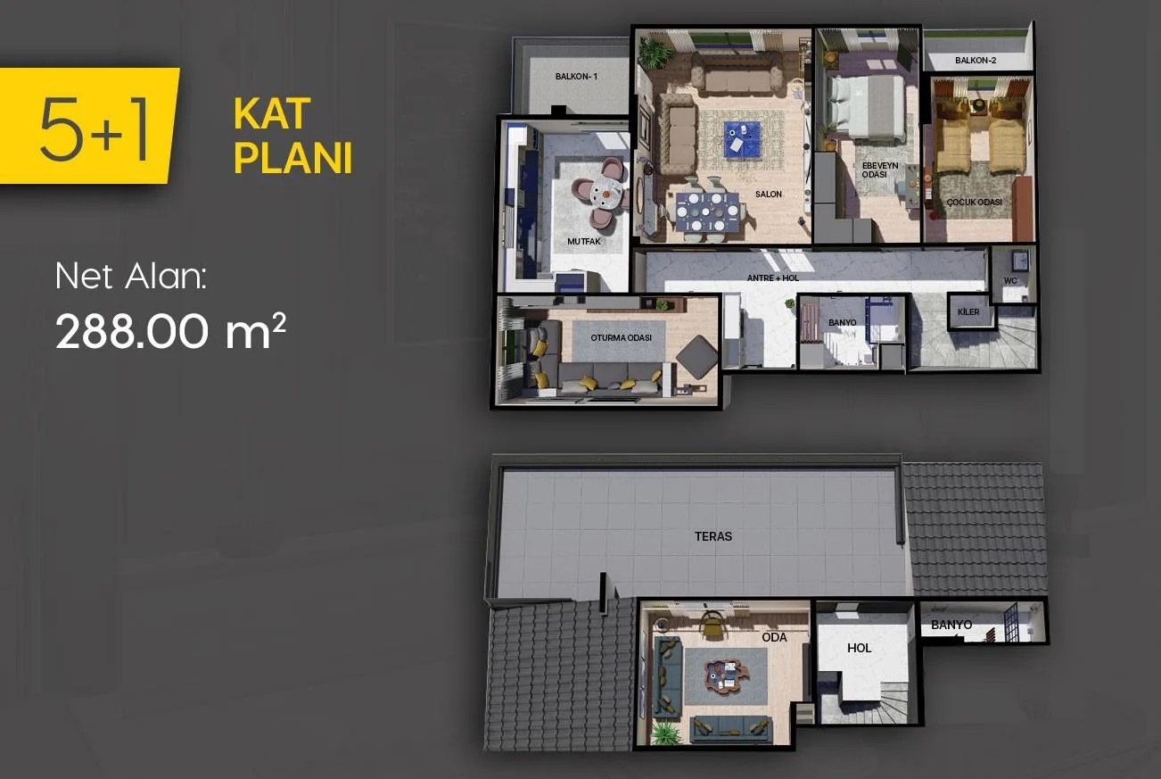 5+1 kat planı