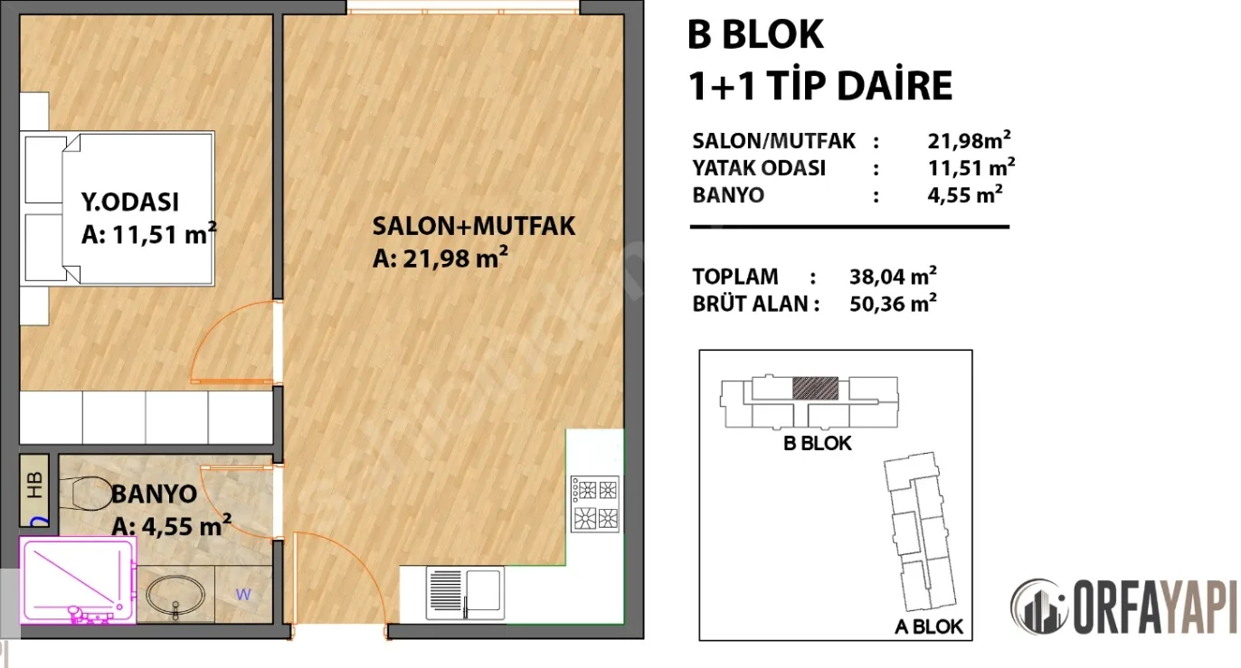 1+1 kat planı