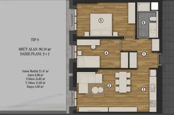 2+1 kat planı