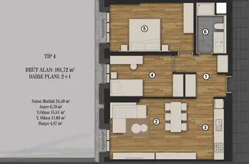 2+1 kat planı