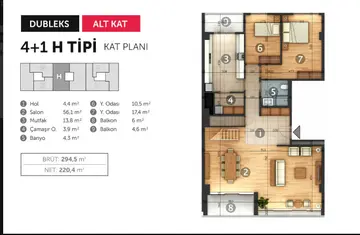 4+1 kat planı