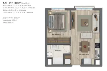 1+1 kat planı