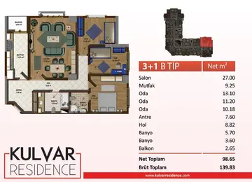 3+1 kat planı
