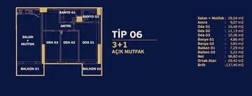 3+1 kat planı