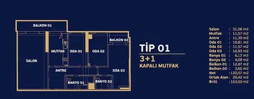 3+1 kat planı