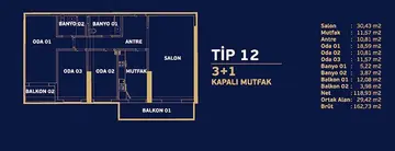 3+1 kat planı