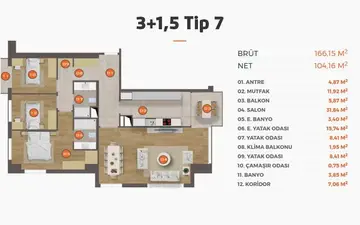 3+1 kat planı
