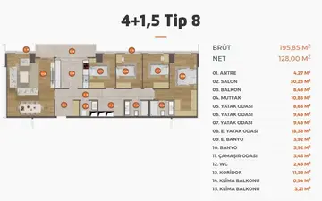 4+1 kat planı