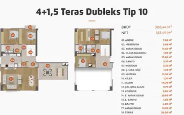4+1 kat planı