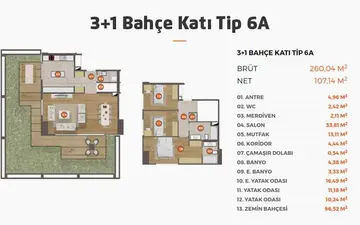3+1 kat planı