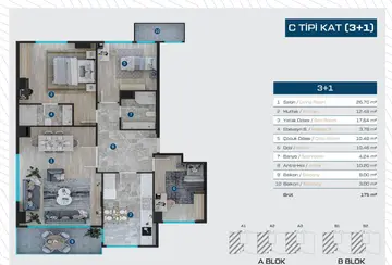 3+1 kat planı