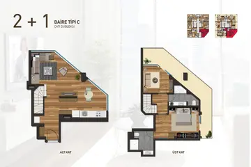 2+1 kat planı