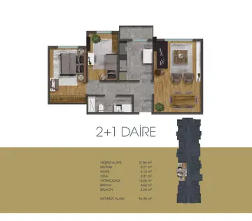 2+1 kat planı