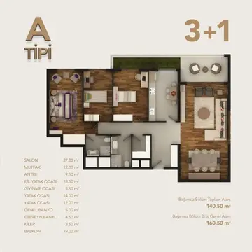 3+1 kat planı