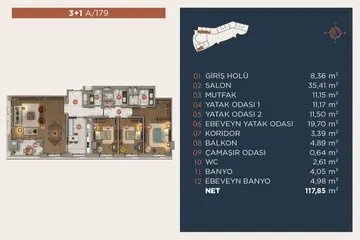 3+1 kat planı