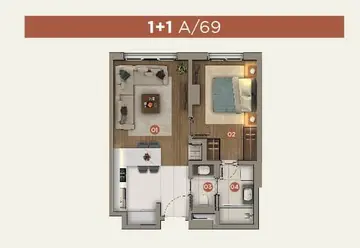 1+1 kat planı
