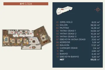 4+1 kat planı