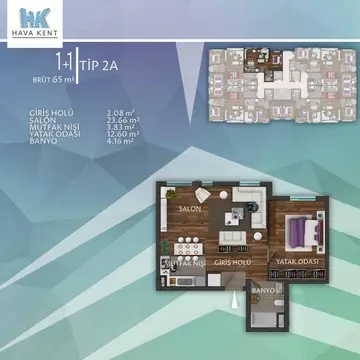 1+1 kat planı