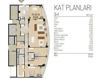 3+1 kat planı