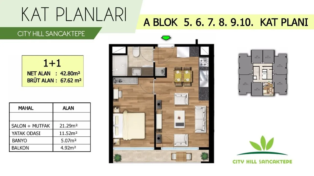 1+1 kat planı