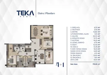 4+1 kat planı