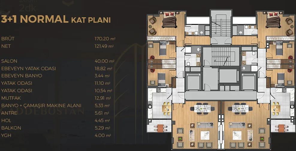 3+1 kat planı